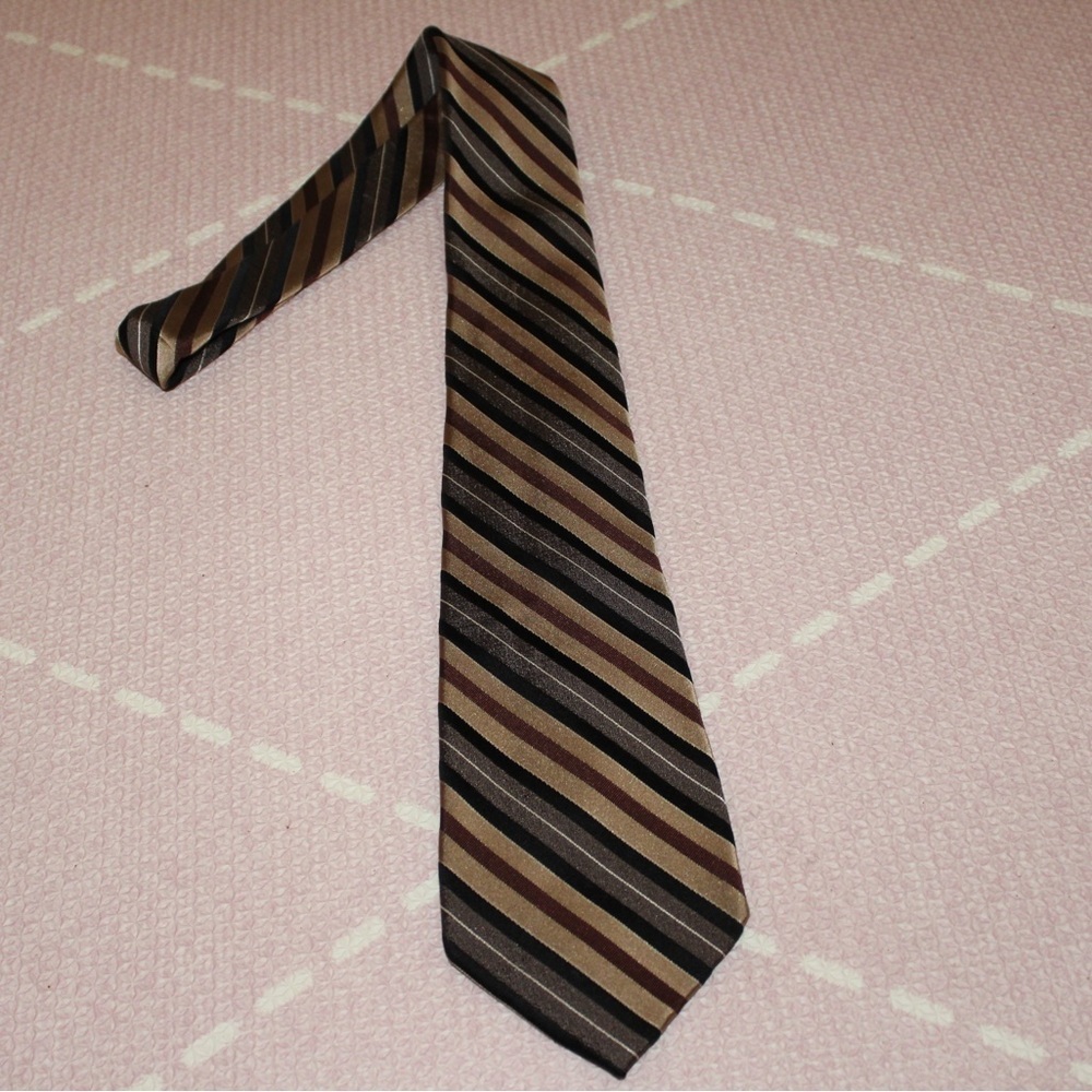 Men’s Covington Silk Tie Brown Striped Dress Shirt Tie